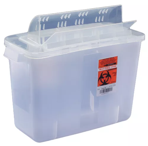 Covidien 5 Quart Clear SharpSafety Sharps Container w/Always Open Lid, 851201