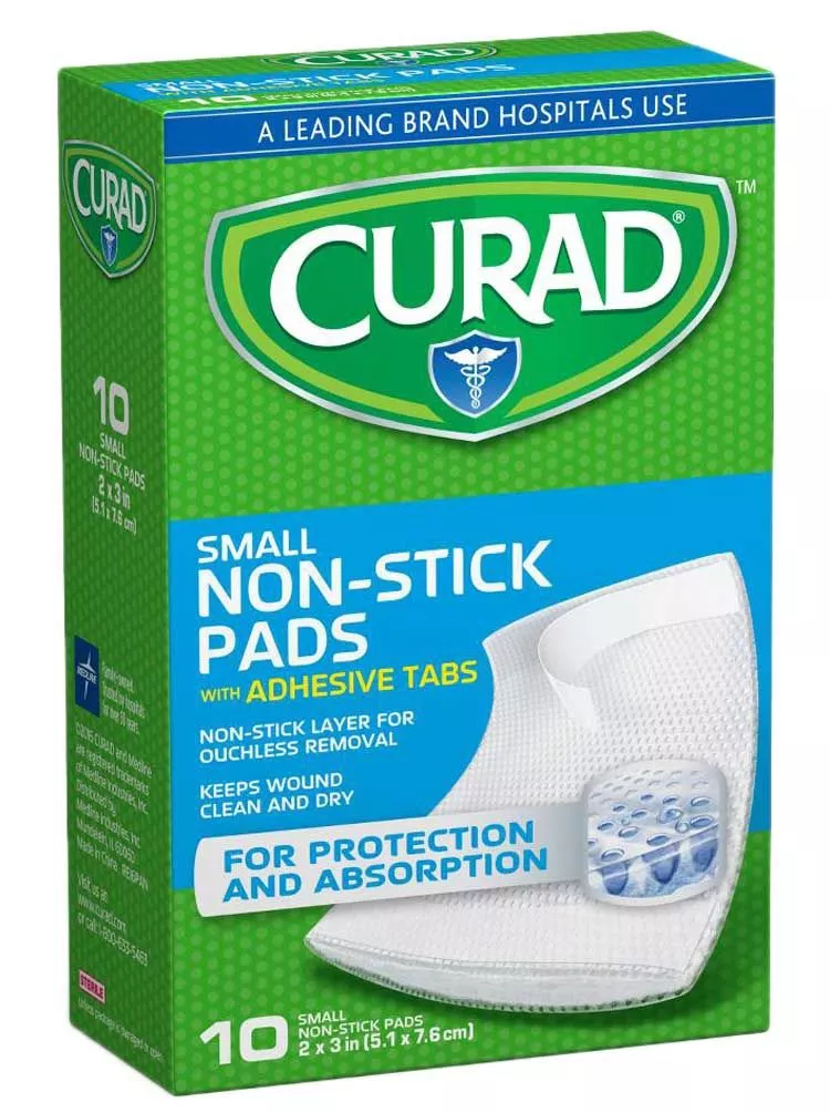 CURAD Non-Stick Pads with Adhesive Tabs, Latex Free - Sterile