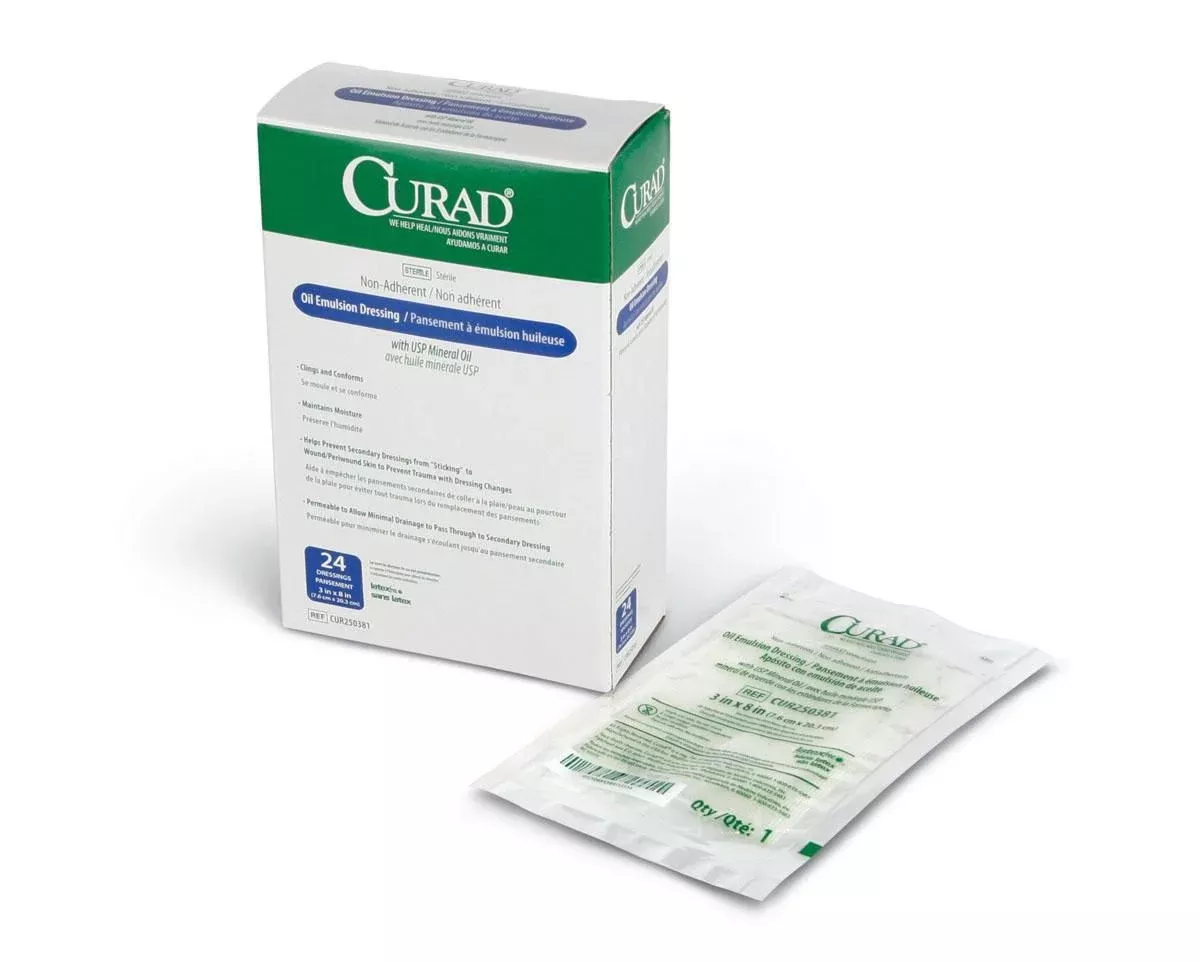 CURAD Nonadherent Oil Emulsion Gauze Dressing, Sterile