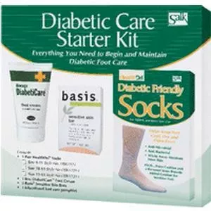 Diabetic Foot Care Starter Kit with Cream, Soap, Size 10 - 13 Socks