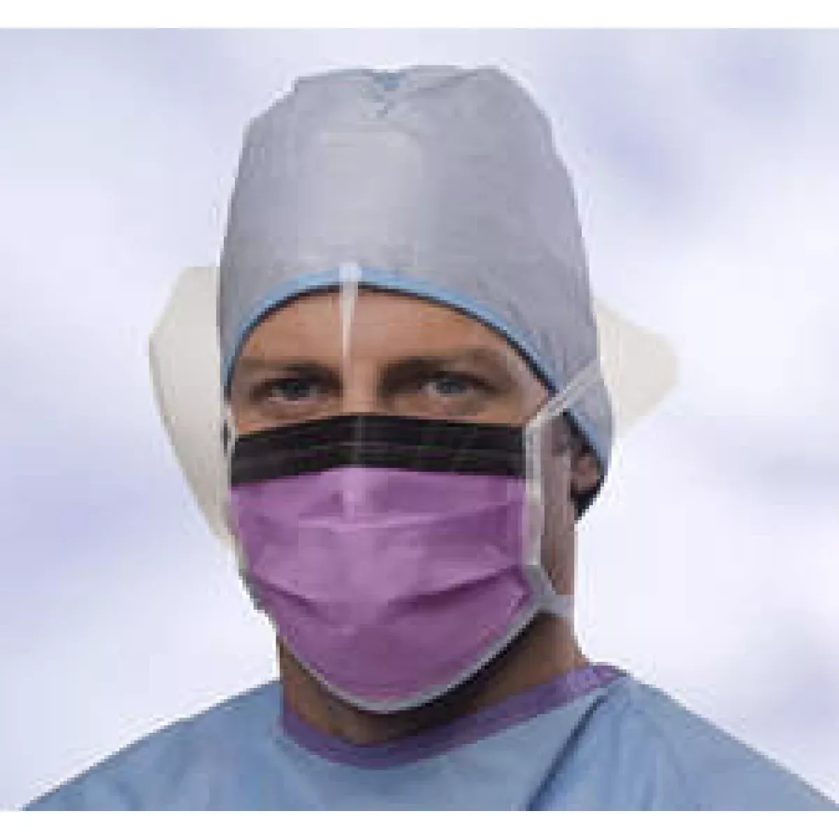 Disposable Apparel Face Mask|With Sheild|Earloops Purple Cellulose 100 Per Box