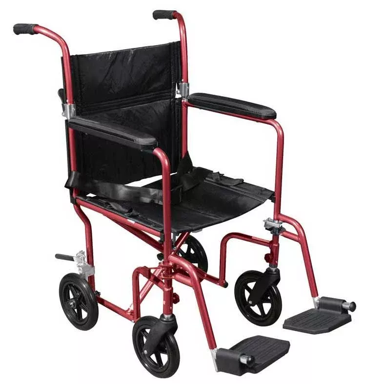 Drive Deluxe Fly-Weight Lightweight Transport Wheelchair, Removable Wheels