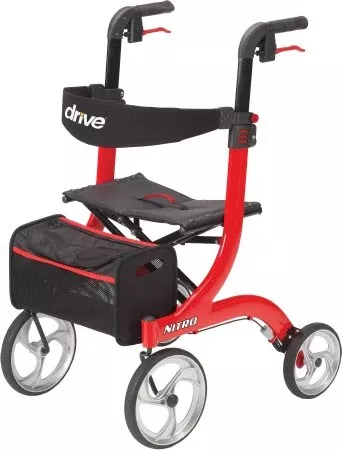 Drive Medical 4 Wheel Rollator drive™ Nitro Black Adjustable Height Aluminum Frame - M-876606-4406 - Each