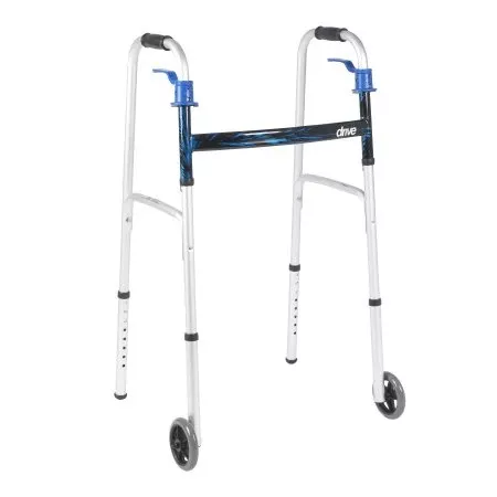 Drive Medical Dual Release Folding Walker Adjustable Height drive™ Aluminum Frame 350 lbs. Weight Capacity 32 to 39 Inch Height - M-741917-1793 - Each