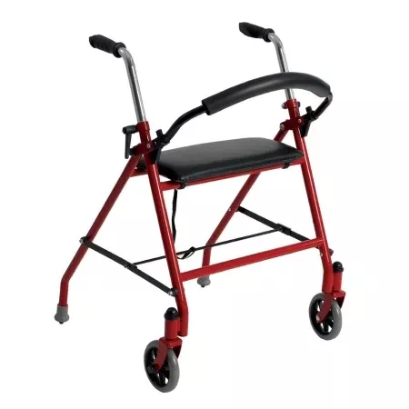 Drive Medical Dual Release Folding Walker with Wheels and Seat Adjustable Height drive™ Aluminum Frame 300 lbs. Weight Capacity 29 to 38 Inch Height - M-1027532-615 - Each