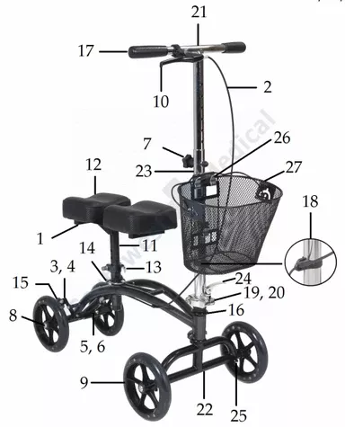 Drive Medical Walker Handle Bar Column - M-1018676-2697 - Each