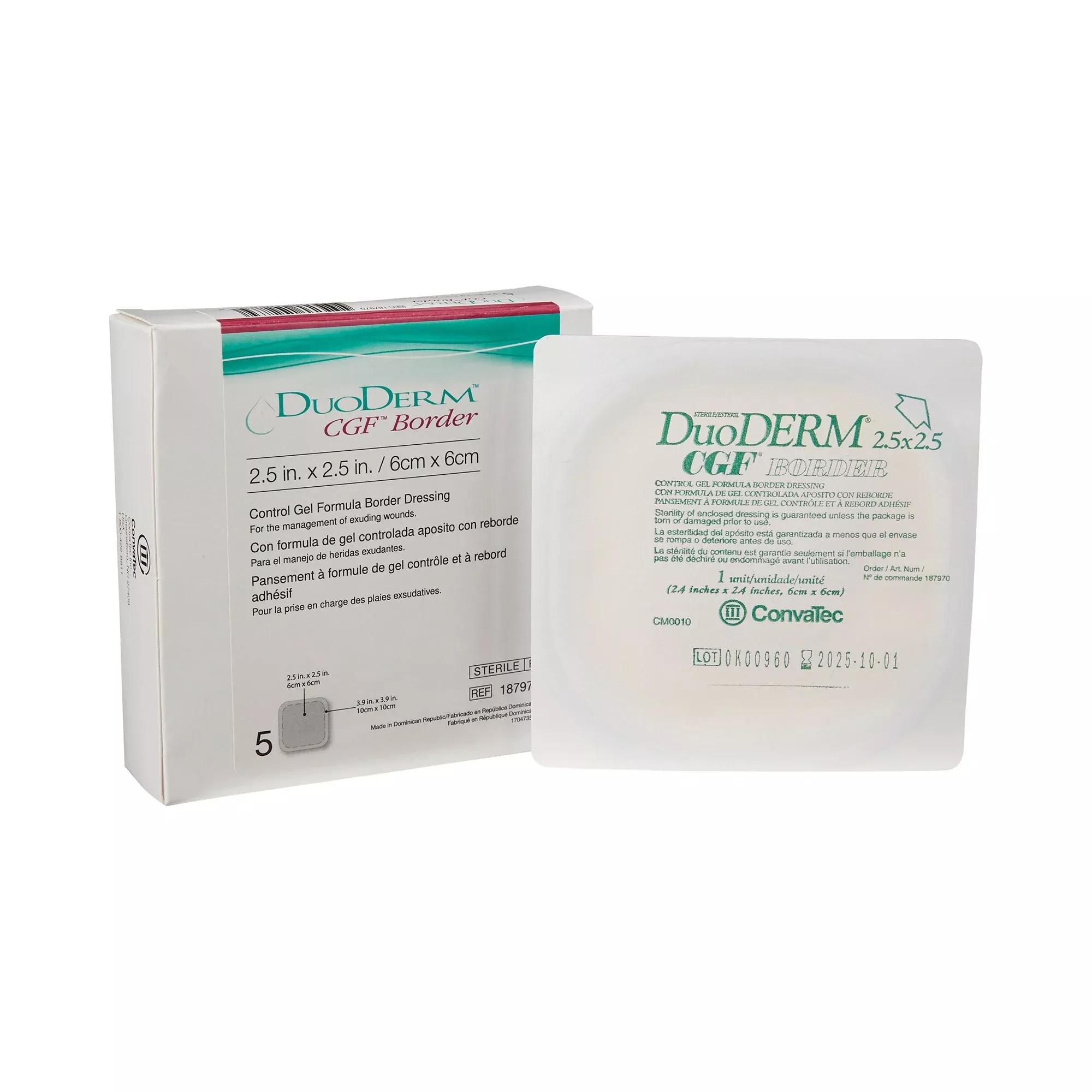 DuoDerm CGF Border Hydrocolloid Dressing, 2½ x 2½ Inch