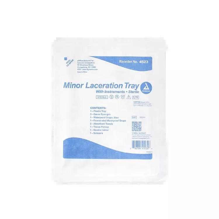 Dynarex Minor Laceration Tray w/ Instruments (20 Count)
