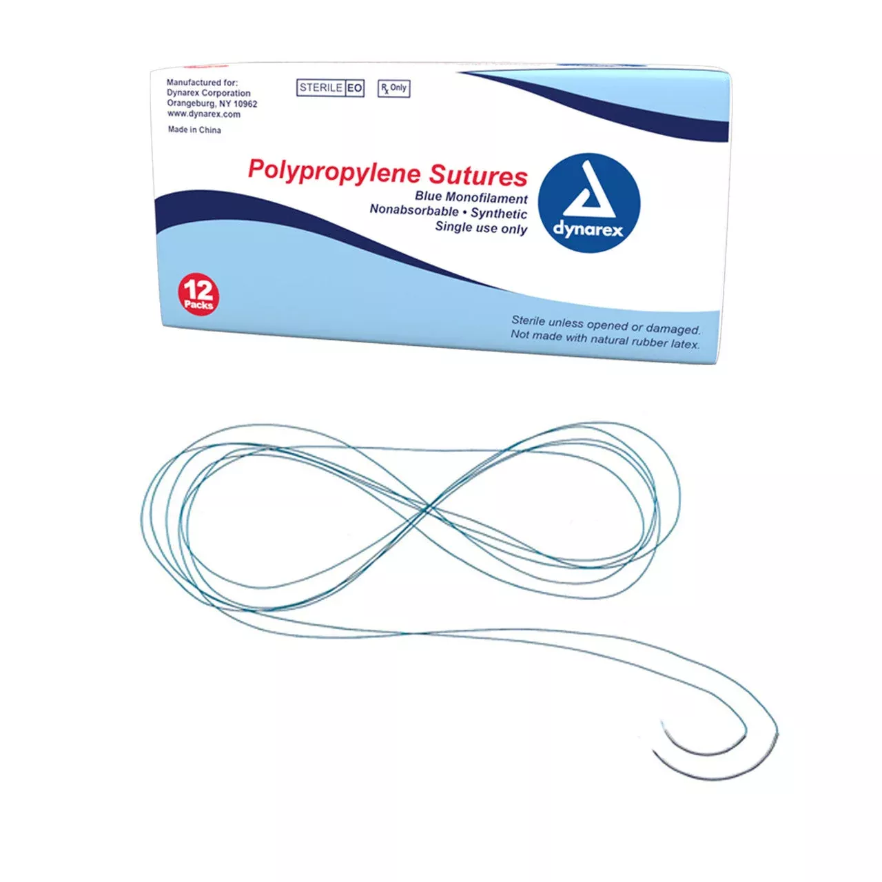 Dynarex Polypropylene Sutures-Non Absorbable - Synthetic (12 Count)