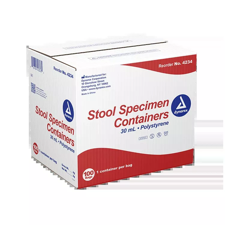Dynarex Stool Specimen Container - Sterile, Individually Wrapped (100 Count)