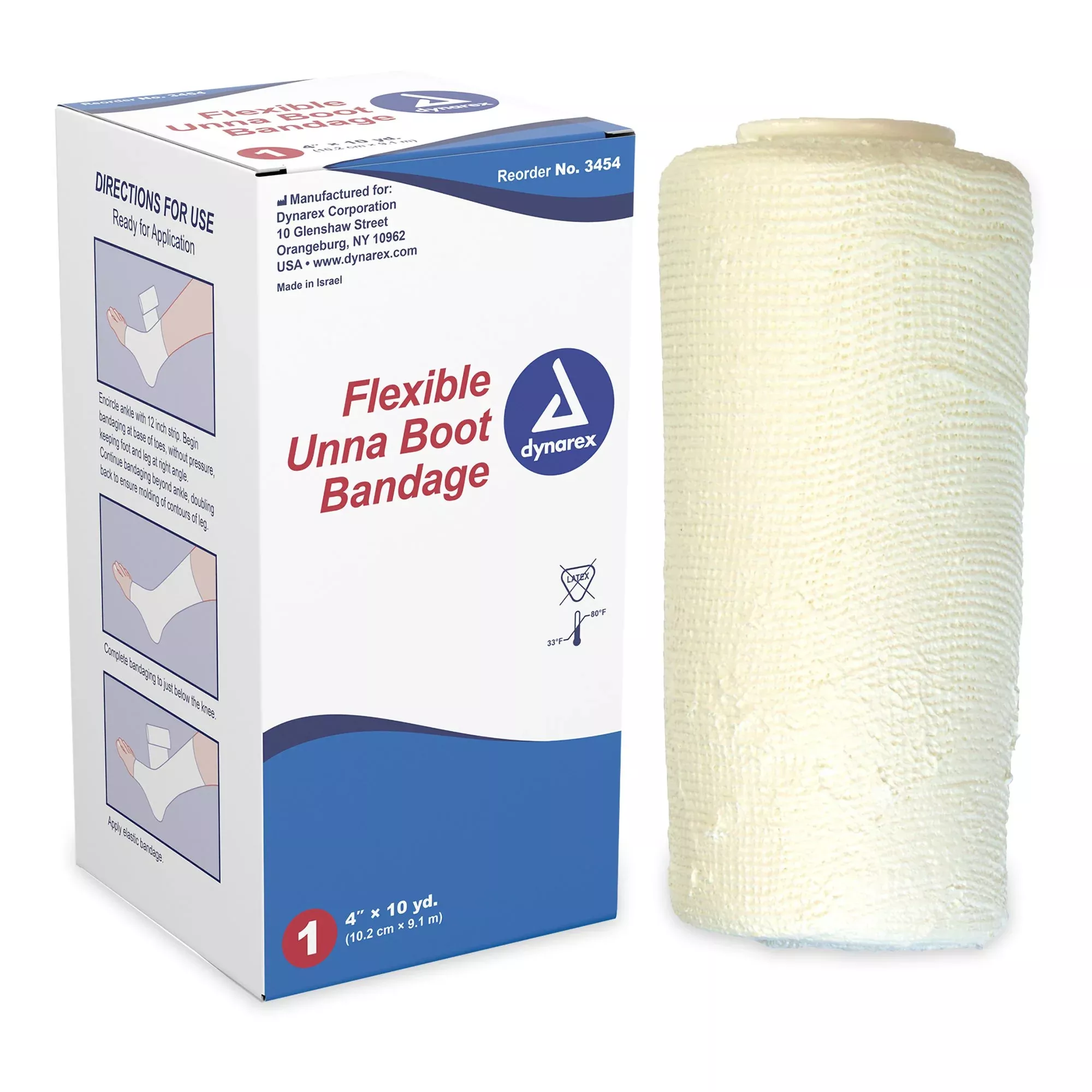 dynarex Unna Boot with Zinc Oxide, 4 Inch x 10 Yard