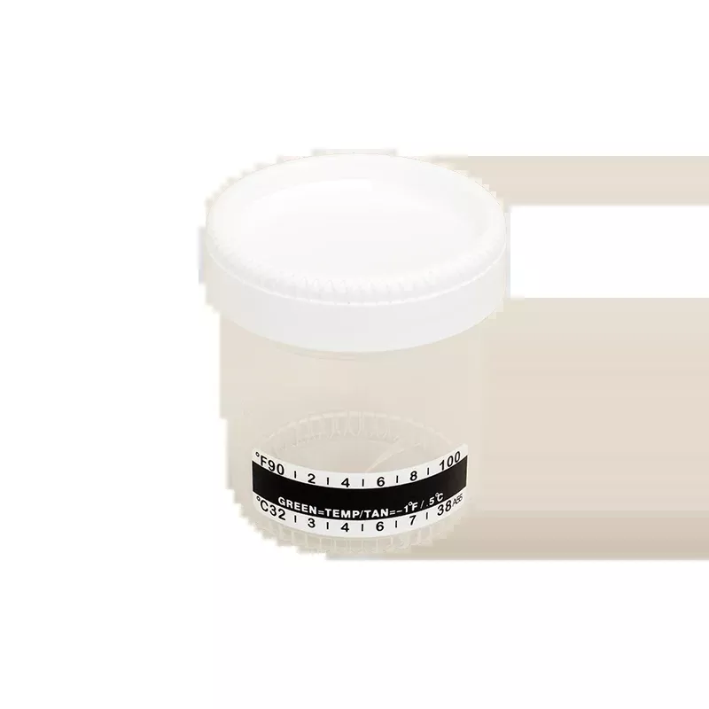 Dynarex Urine Container with Temperature Strip, 90 mL - Transparent, White (400 Count)