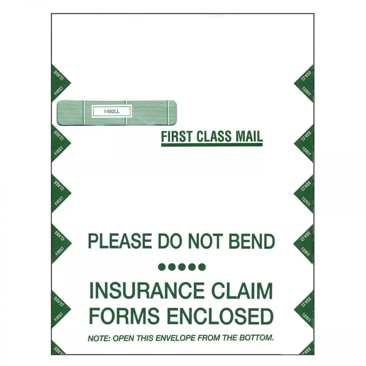 Envelope Insurance|Left Window White And Green 9"X12-1/2" 500 Per Box