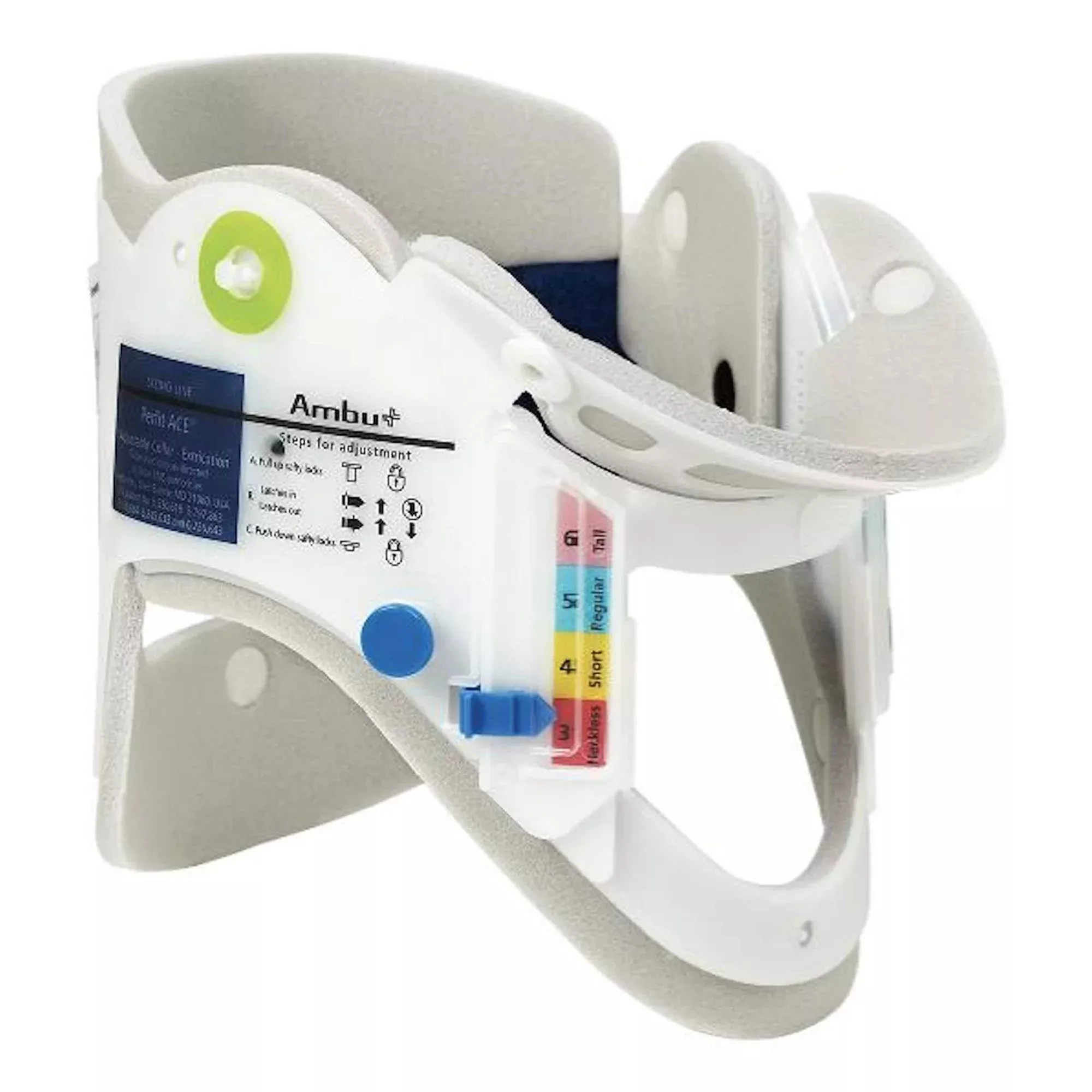 Extrication Cervical Collar with Headwedge Ambu Perfit ACE™ Preformed Adult One Size Fits Most One-Piece / Trachea Opening Adjustable Height Adjustable Neck Circumference