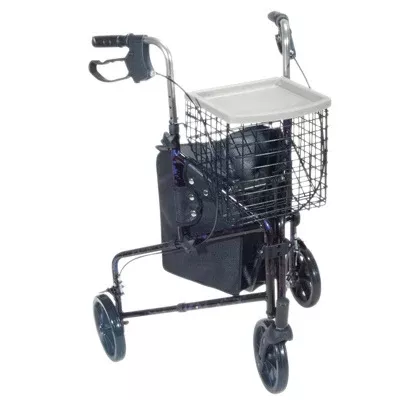 Fabrication Enterprises 3 Wheel Rollator Blue Adjustable Height / Lightweight / Folding Aluminum Frame - M-1086616-479 - Each