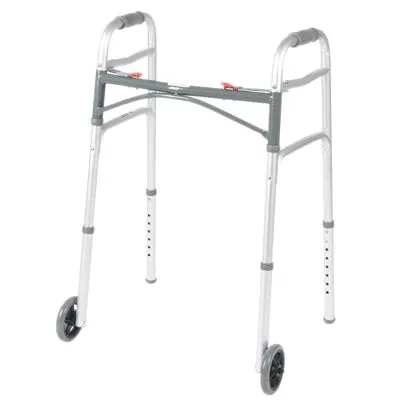Fabrication Enterprises Dual Release Folding Walker Adjustable Height Aluminum Frame 350 lbs. Weight Capacity 32 to 39 Inch Height - M-798886-366 - Each