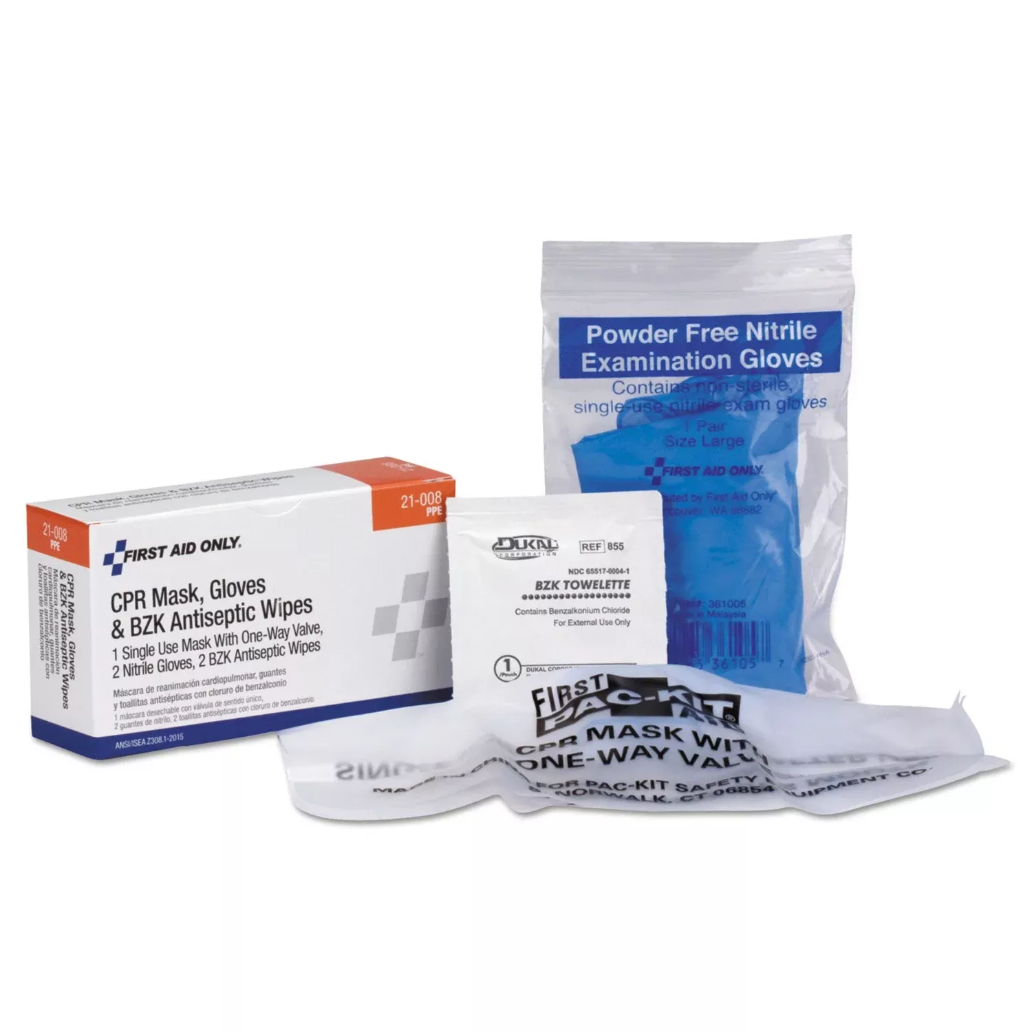 First Aid Only CPR Mask with Gloves and Wipes, 2 Gloves, 2 Wipes