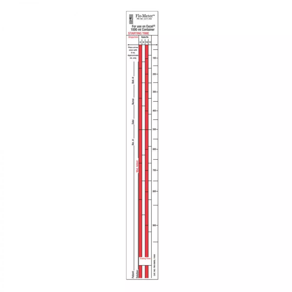 Flo-Meter Iv Label Compatible With 1000 Ml Kendall/Mcgaw Paper Removable 1 1/4" X 10 1/2" White 1000 Per Box
