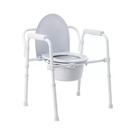 Folding Commode Chair McKesson Fixed Arm Steel Frame Back Bar 13-1/2 Inch Seat Width - M-1065228-3257 - Each