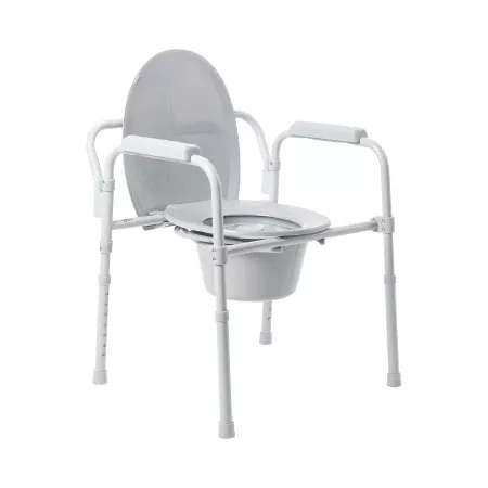 Folding Commode Chair McKesson Fixed Arm Steel Frame Back Bar 13-1/4 Inch Seat Width - M-1073633-3772 - Case of 4