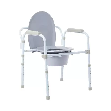 Folding Commode Chair McKesson Fixed Arm Steel Frame Back Bar 13-3/4 Inch Seat Width - M-1065225-944 - Each