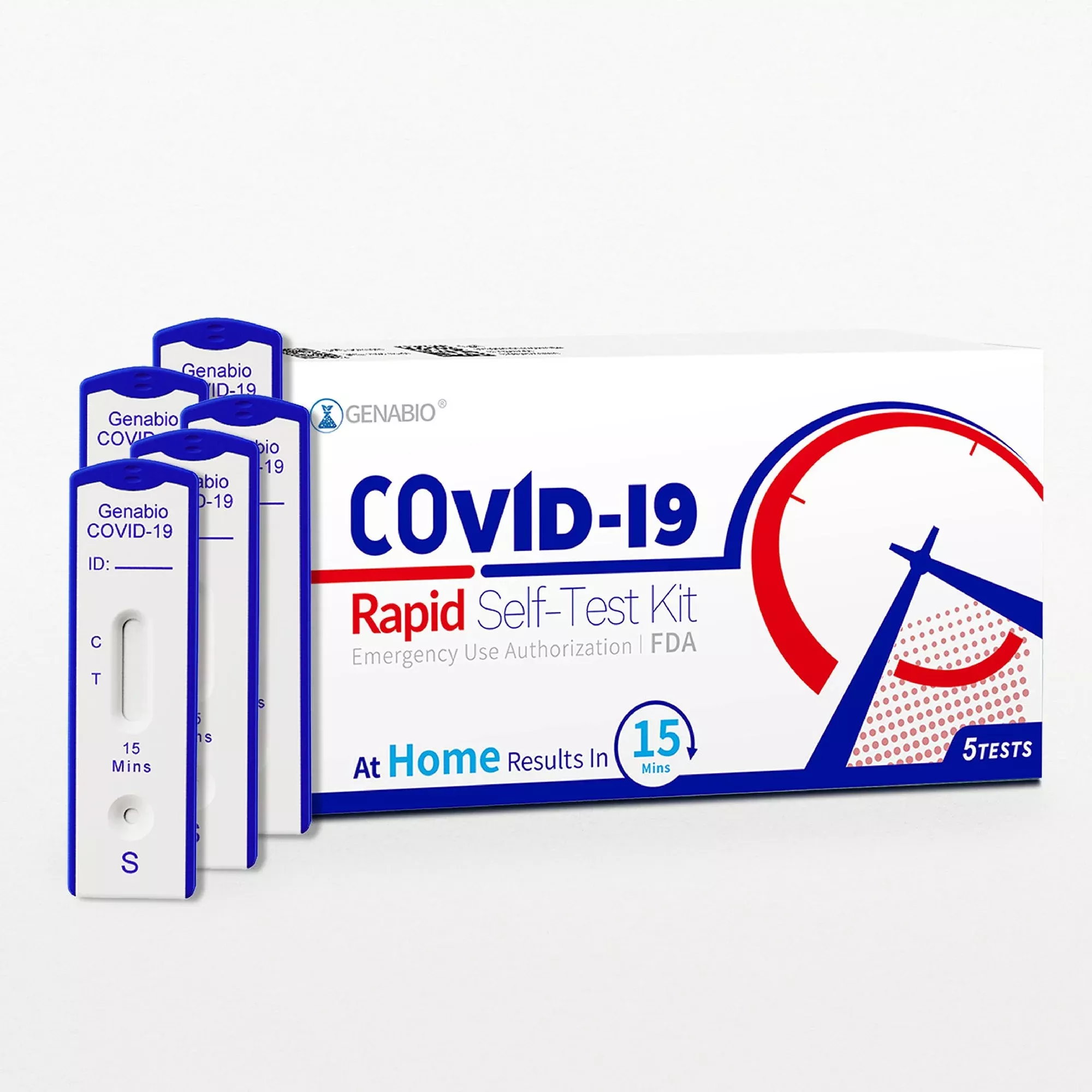 Genabio COVID-19 at Home Rapid Self-Test Kit, Five Tests per Pack