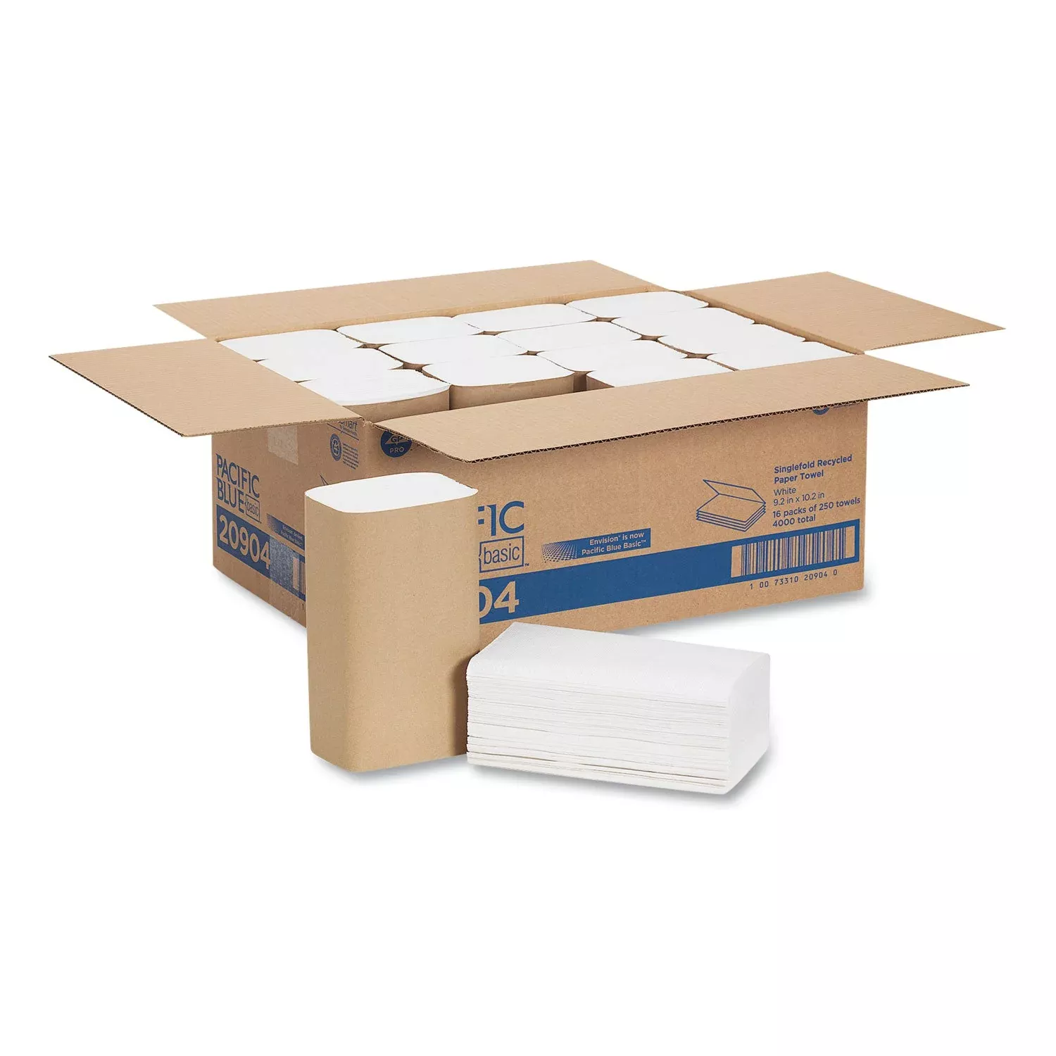 Georgia Pacific Pacific Blue Basic S-Fold Paper Towels, 10.25 x 9.25, White, 250/Pack, 16 Packs/Carton