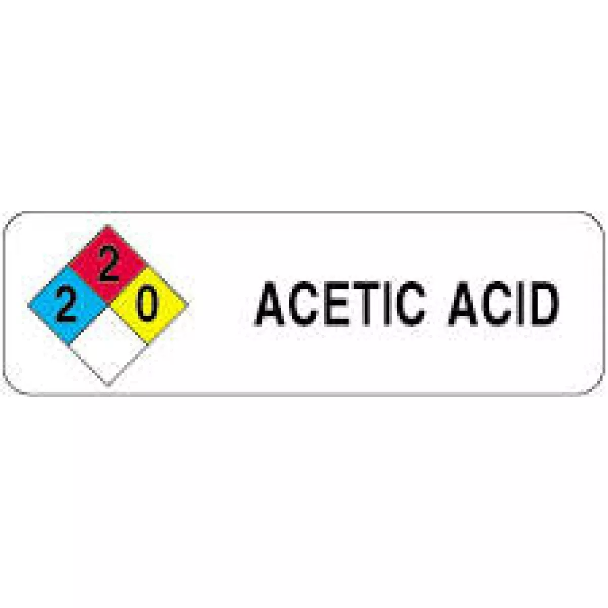 Hazard Label (Paper, Permanent) Acetic Acid 2 7/8" X 7/8" White - 1000 Labels Per Roll