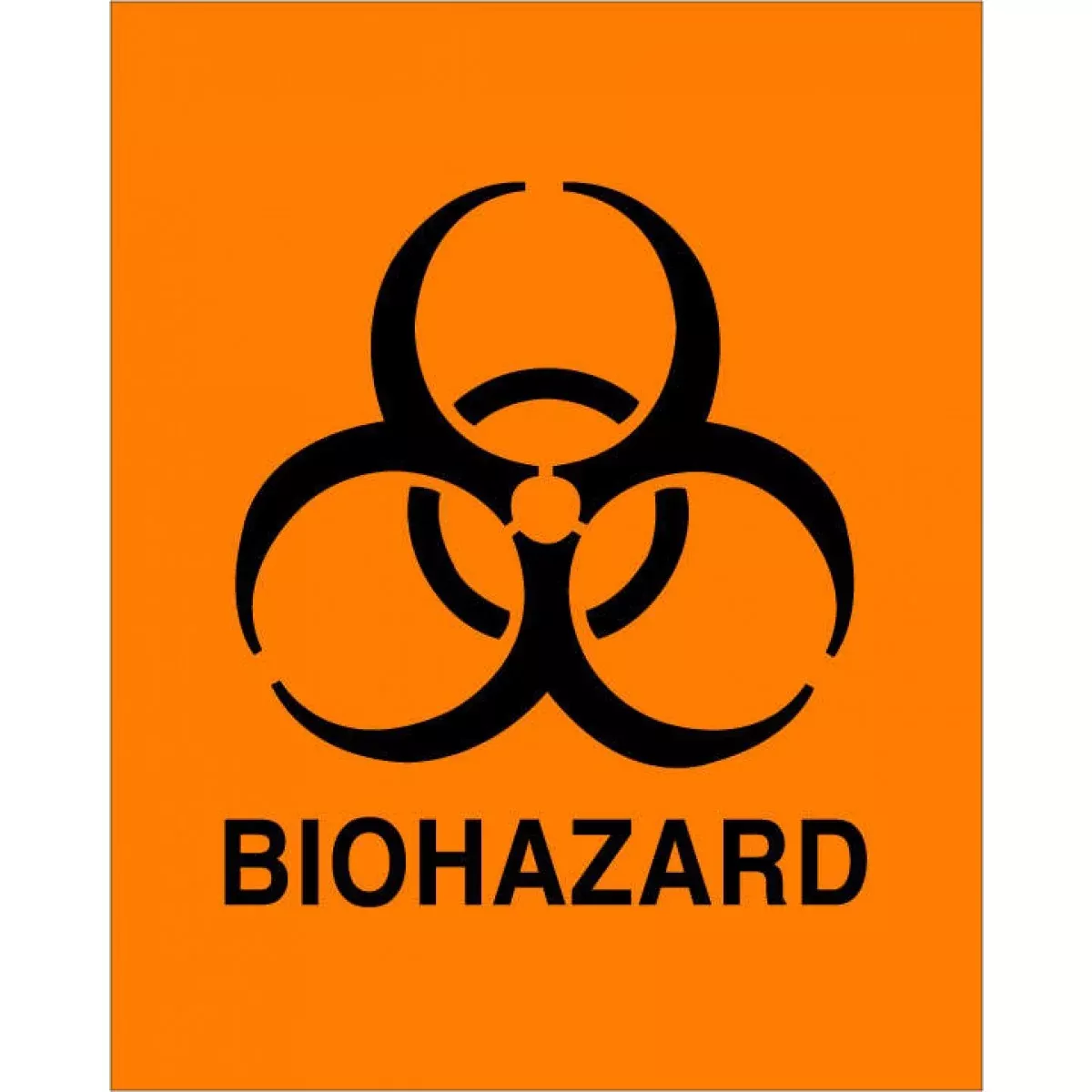 Hazard Label (Paper, Permanent) Biohazard 8" X 10" Fluorescent Orange - 50 Labels Per Package