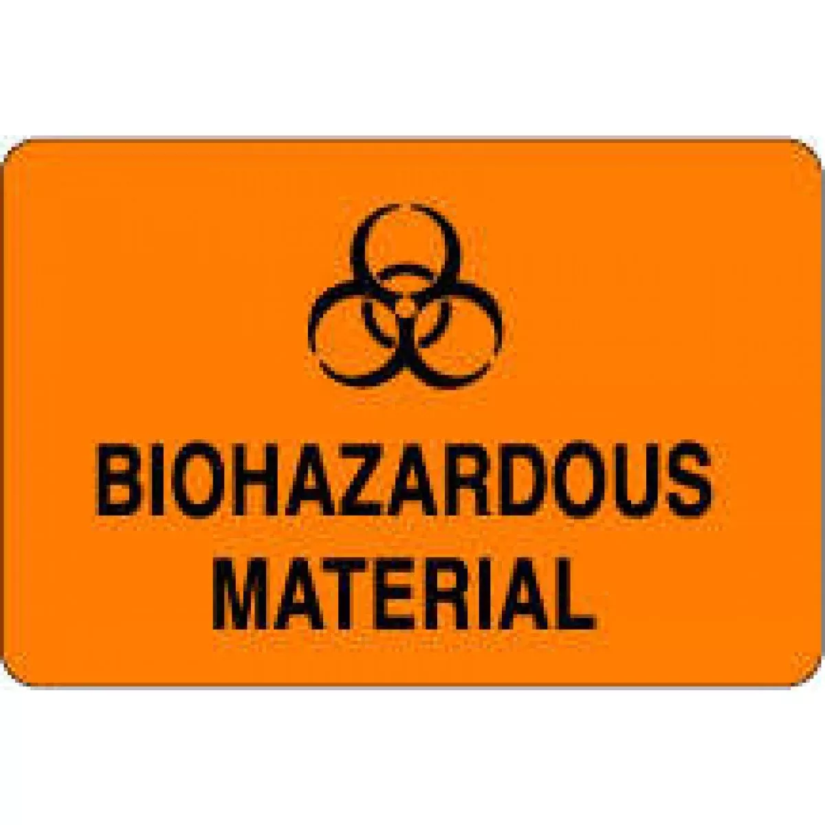 Hazard Label (Paper, Permanent) Biohazardous Material 3" X 2" Fluorescent Orange - 500 Labels Per Roll