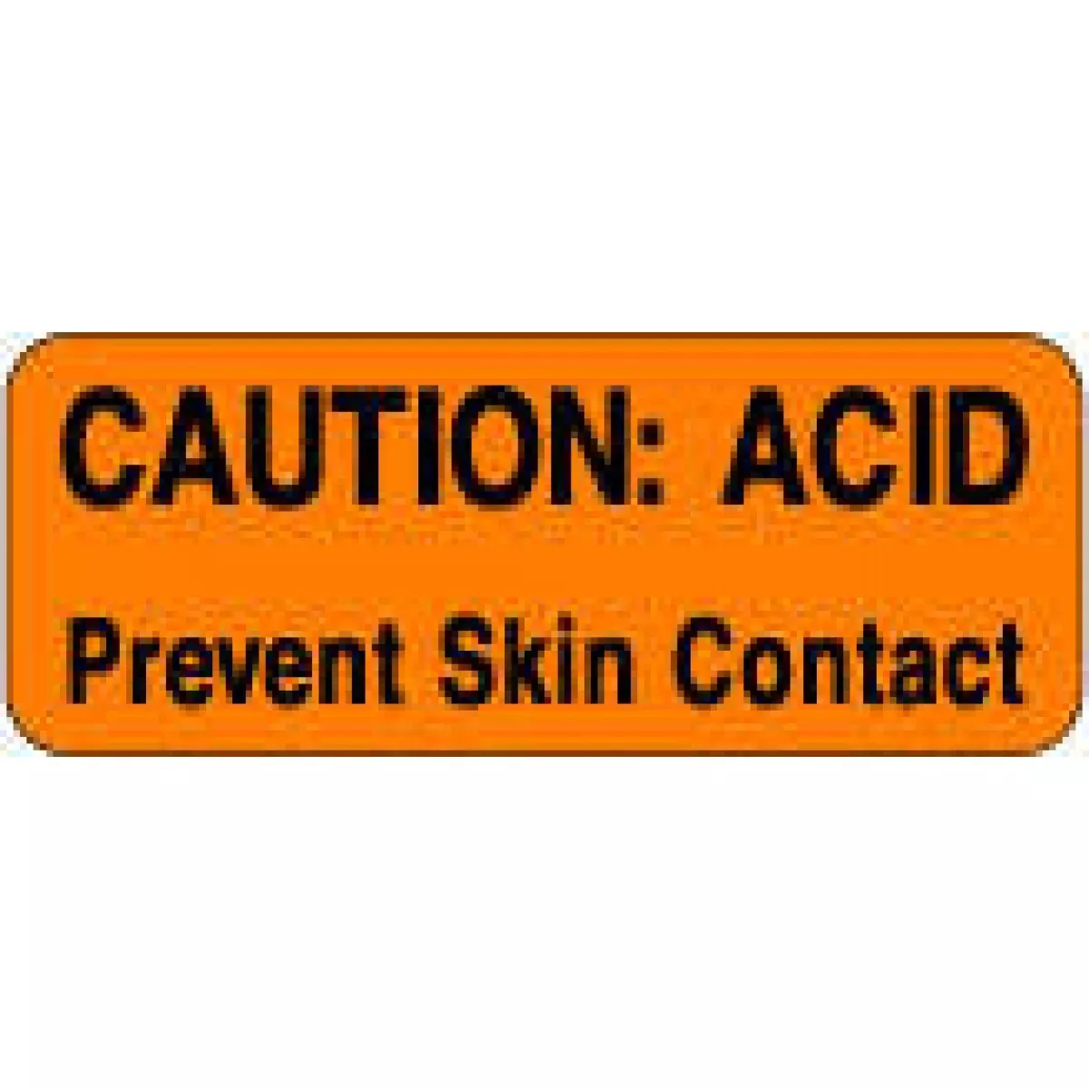 Hazard Label (Paper, Permanent) Caution: Acid 2 1/4" X 7/8" Fluorescent Orange - 1000 Labels Per Roll