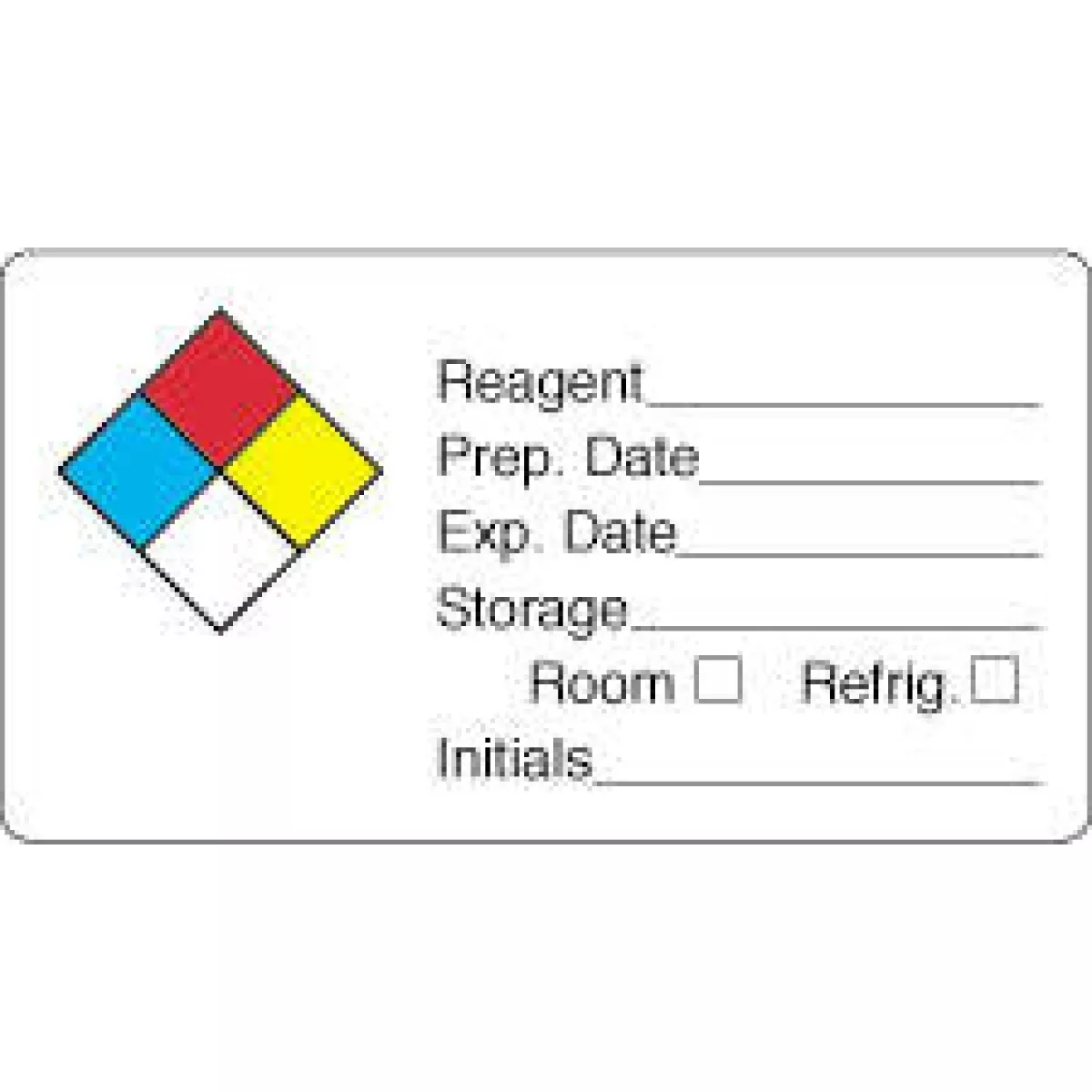 Hazard Label (Paper, Permanent) Reagent ___ Prep 3" X 1 5/8" White - 1000 Labels Per Roll