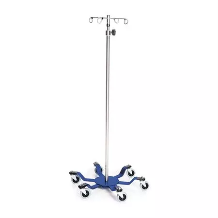 Heavy-Duty Spider Leg Stainless Steel IV Pole 4-Hook Top
