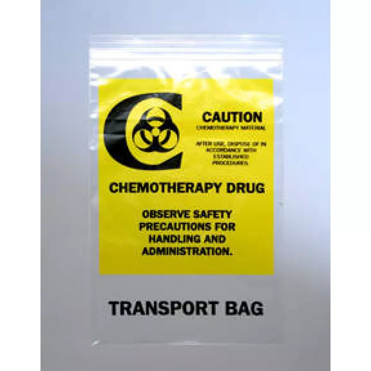 Hospital Bag "Chemo Transfer" Zip Top 2 Mil Clear And Yellow Plastic 6" X 9" - 1000 Per Case