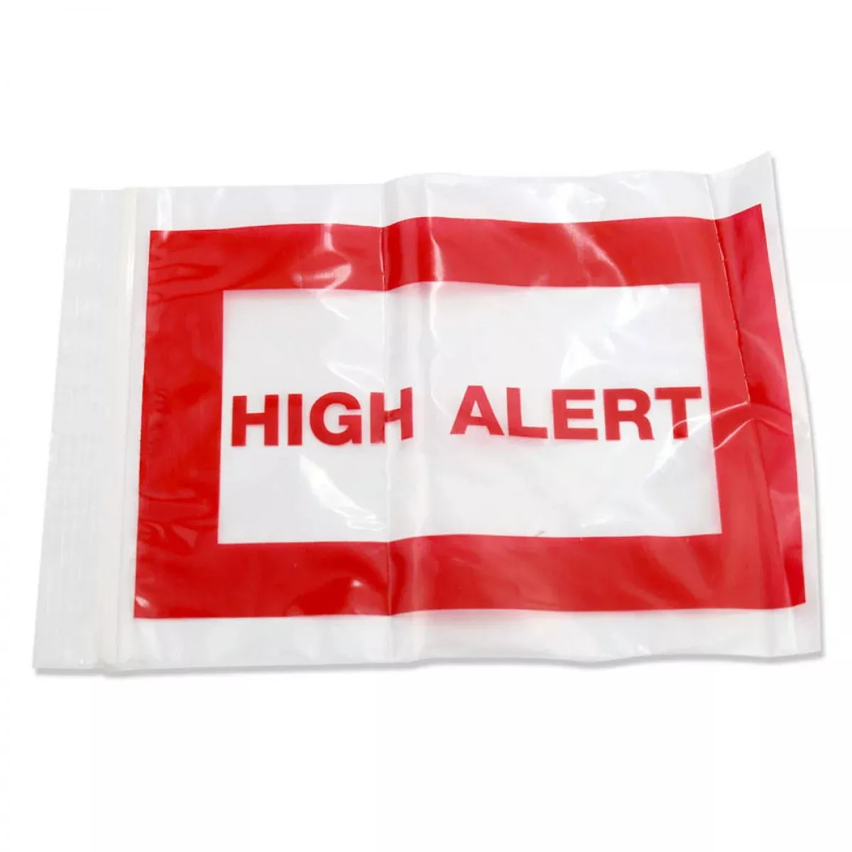 Hospital Bag "High Alert" Ziplock 2 Mil Clear And Red Plastic 8"X11" 100 Per Pack