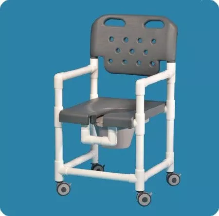 IPU Commode / Shower Chair Elite Fixed Arm PVC Frame With Backrest - M-919565-1029 - Each