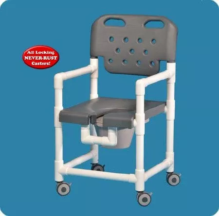 IPU Commode / Shower Chair Elite Fixed Arm PVC Frame With Backrest - M-951117-3548 - Each