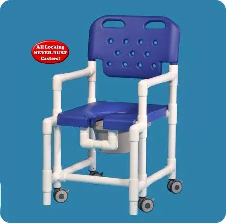 IPU Commode / Shower Chair Elite Fixed Arm PVC Frame With Backrest - M-987421-2160 - Each