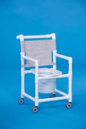 IPU Commode / Shower Chair ipu Fixed Arm PVC Frame Mesh Back 18 Inch Seat Width - M-690225-2084 - Each