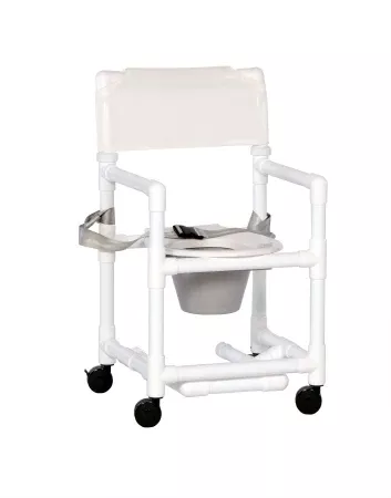 IPU Commode / Shower Chair ipu Standard Fixed Arm PVC Frame Mesh Back 17-1/4 Inch Seat Width - M-691297-2198 - Each