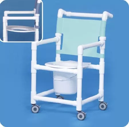 IPU Commode / Shower Chair Original Fixed Arm PVC Frame Mesh Back 21 Inch Seat Width - M-777373-206 - Each