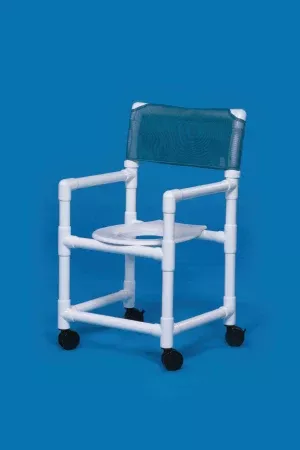 IPU Commode / Shower Chair Standard Fixed Arm PVC Frame Mesh Back 17-1/4 Inch Seat Width - M-588301-993 - Each