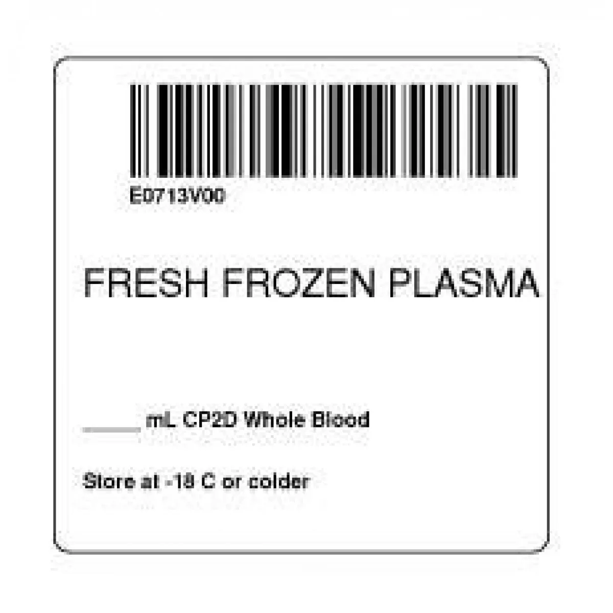 Isbt 128 Label (Synthetic, Permanent) "Fresh Frozen Plasma'' 2" X 2" White - 500 Per Roll
