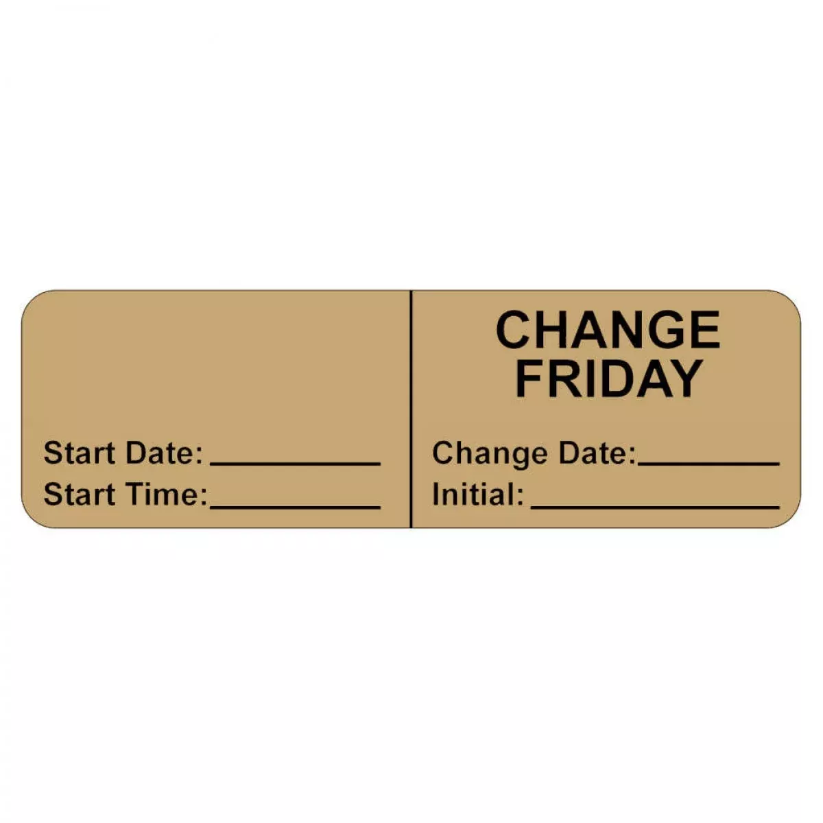 Iv Label, Wraparound, Paper, Permanent, "Change Friday", 2-7/8" X 7/8", Tan, 1000 Per Roll