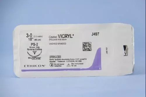 J&J Suture with Needle Coated Vicryl Absorbable Undyed Braided Polyglactin