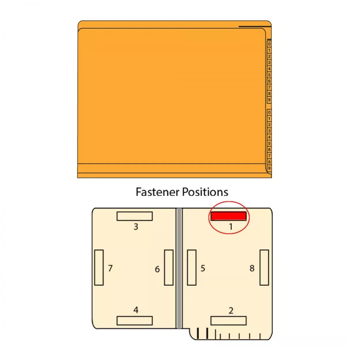 Kardex Comparable End Tab Folder Fas# 1 11Pt Color Stock Orange 0-9 Scale Printed Twice On Tab 11-3/4"X9-1/2" 2Ply Top And Side 50 Per Box