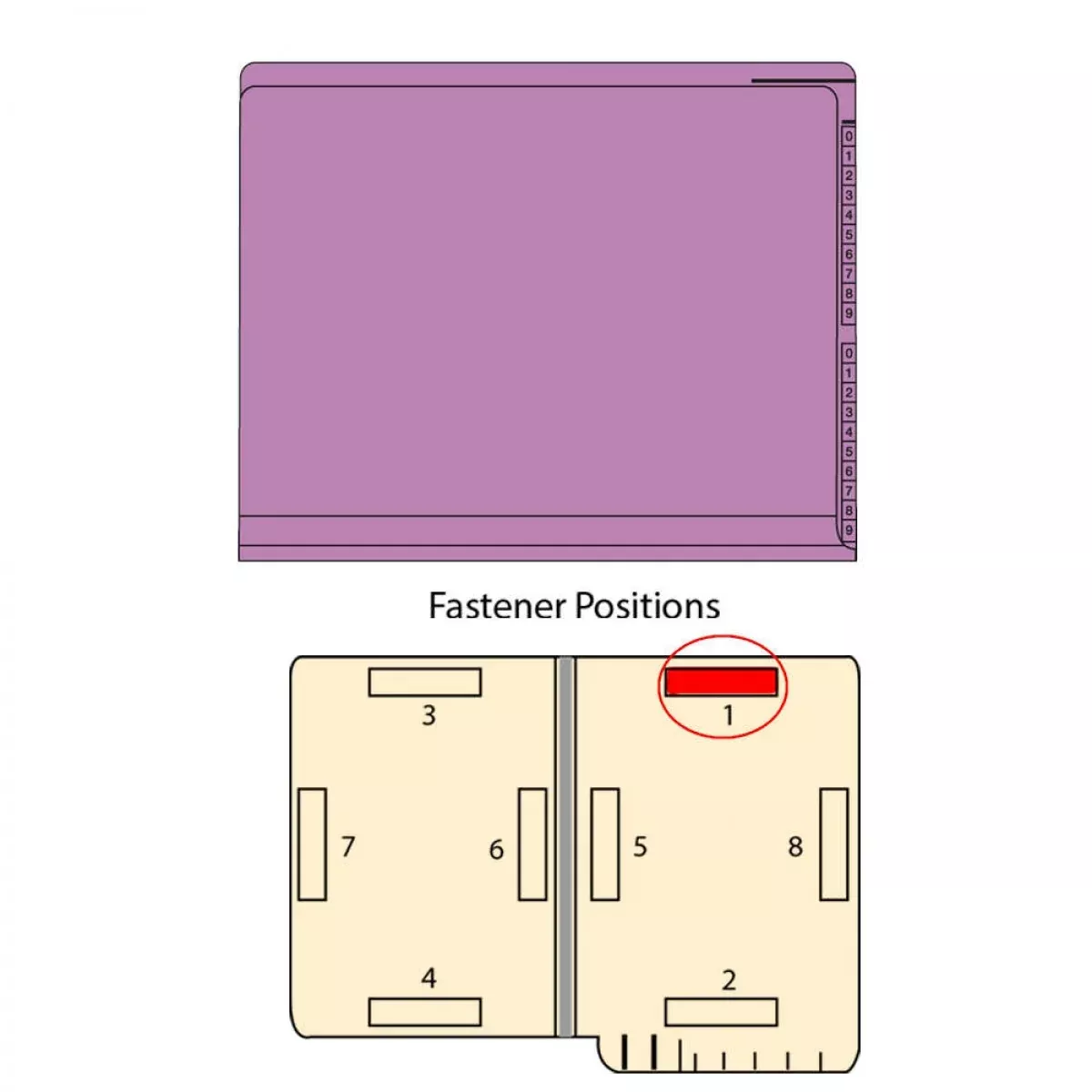 Kardex Comparable End Tab Folder Fas# 1 11Pt Color Stock Violet 0-9 Scale Printed Twice On Tab 11-3/4"X9-1/2" 2Ply Top And Side 50 Per Box