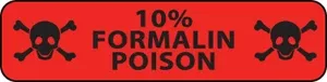 Lab Communication Label (Paper, Permanent) 10% Formalin Poison 1 Core 1 1/4" X 5/16" Fluorescent Red - 760 Per Roll