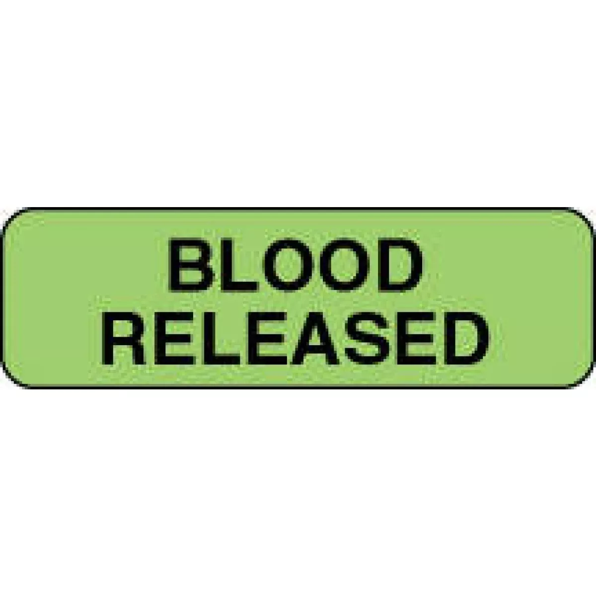 Lab Communication Label (Paper, Permanent) Blood Released 1 1/4" X 3/8" Fluorescent Green - 1000 Per Roll