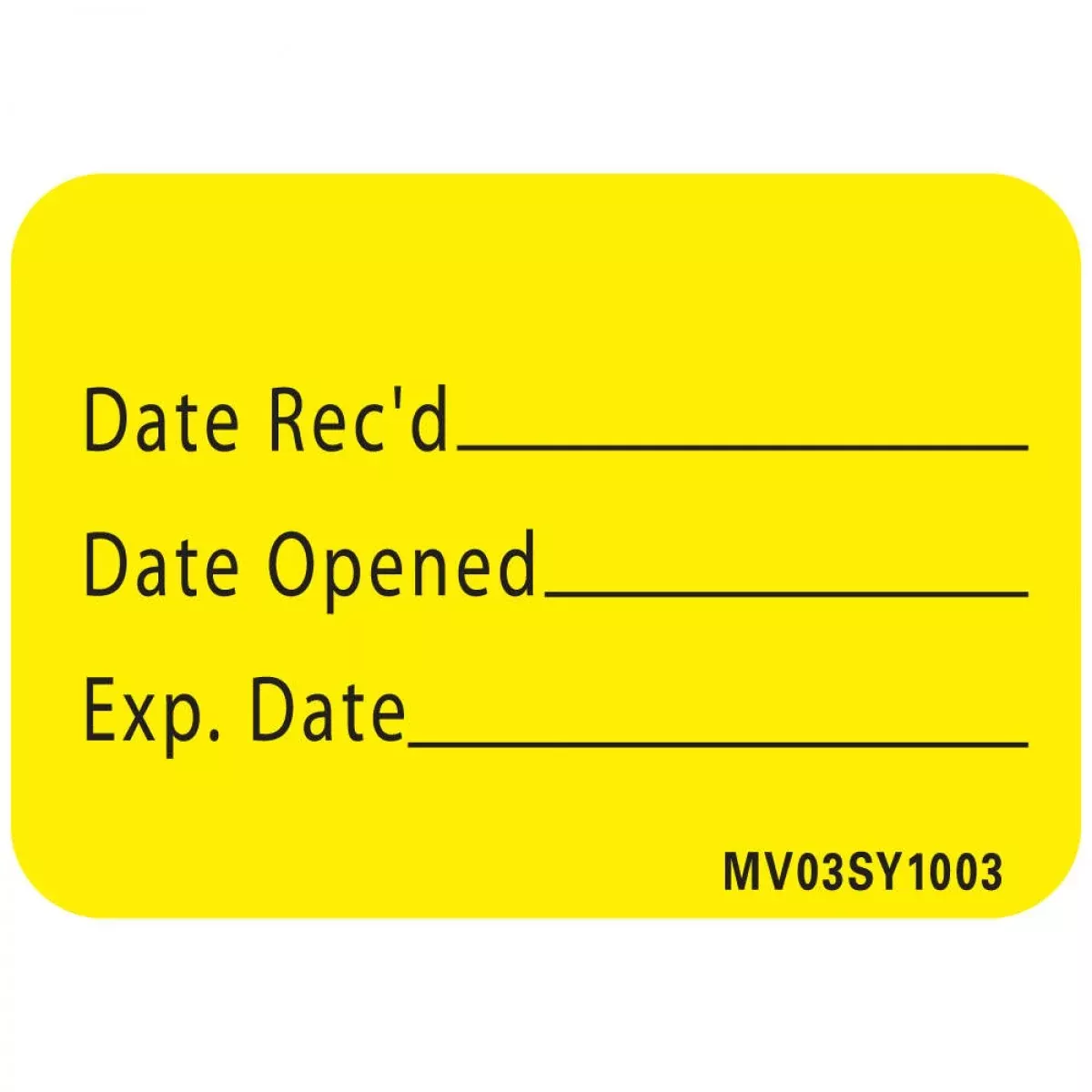 Lab Communication Label (Paper, Permanent) Date Recd 1 7/16" X 1 Yellow - 666 Per Roll
